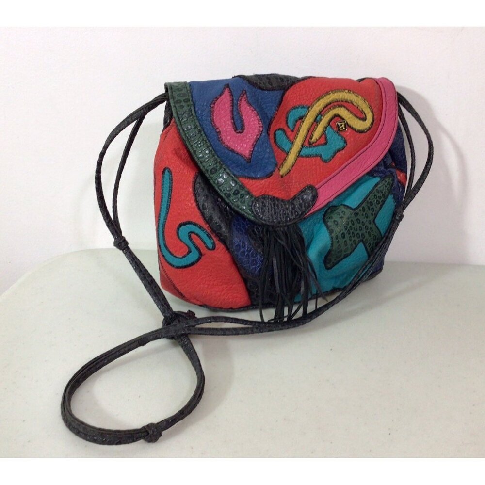 Vintage 80s NAS BAG Shoulder Bag Crossbody Patchwork Multicolor